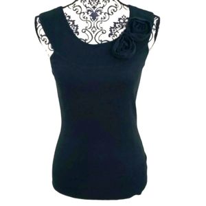 The Limited Sleeveless Rose Embellished Floral Appliqué Top